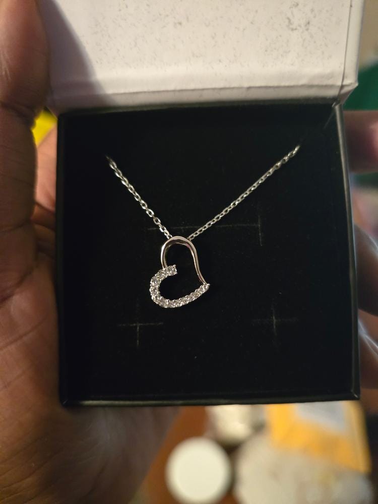 Customer photo review of Capri 18k White Gold Plated Silver Heart Necklace with Swarovski Crystals