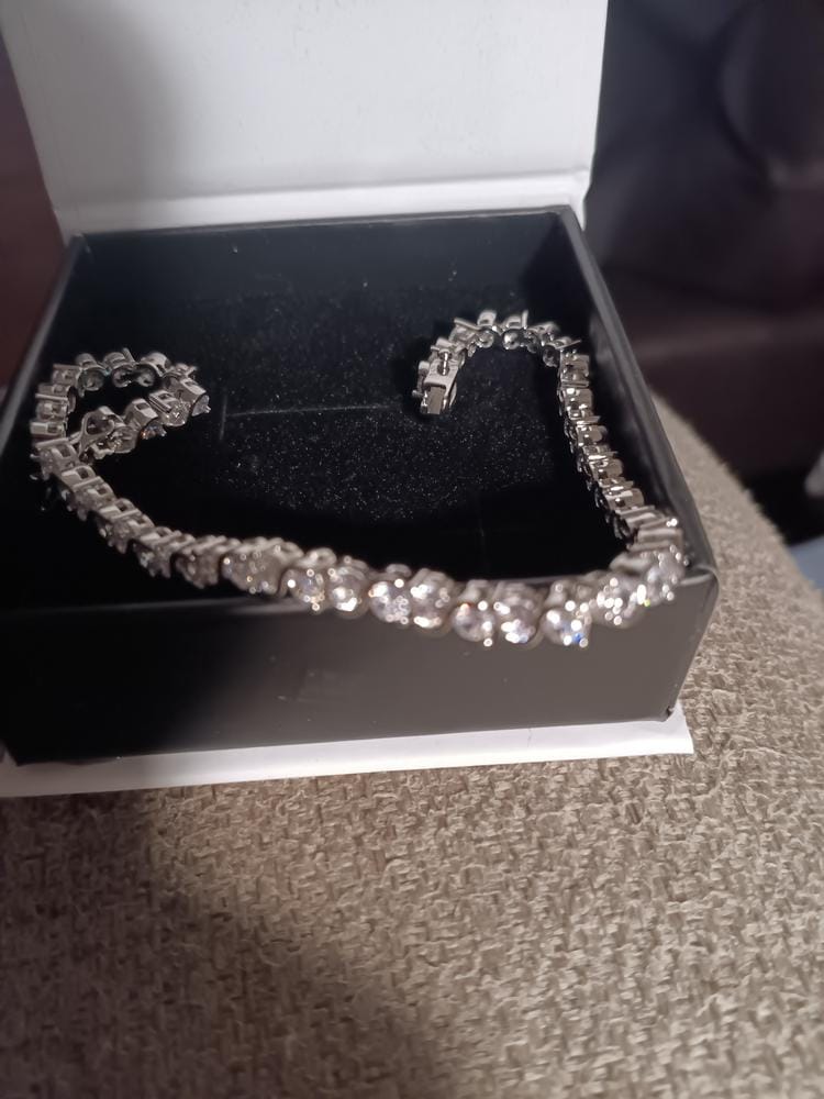 Customer photo review of Ezra 18k White Gold Plated Infinity Tennis Bracelet with Simulated Diamond Crystals