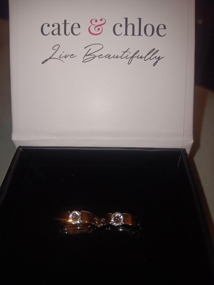 Customer photo review of Charlie 18k White Gold Plated 14mm Hoop Earrings with Round Swarovski Crystals