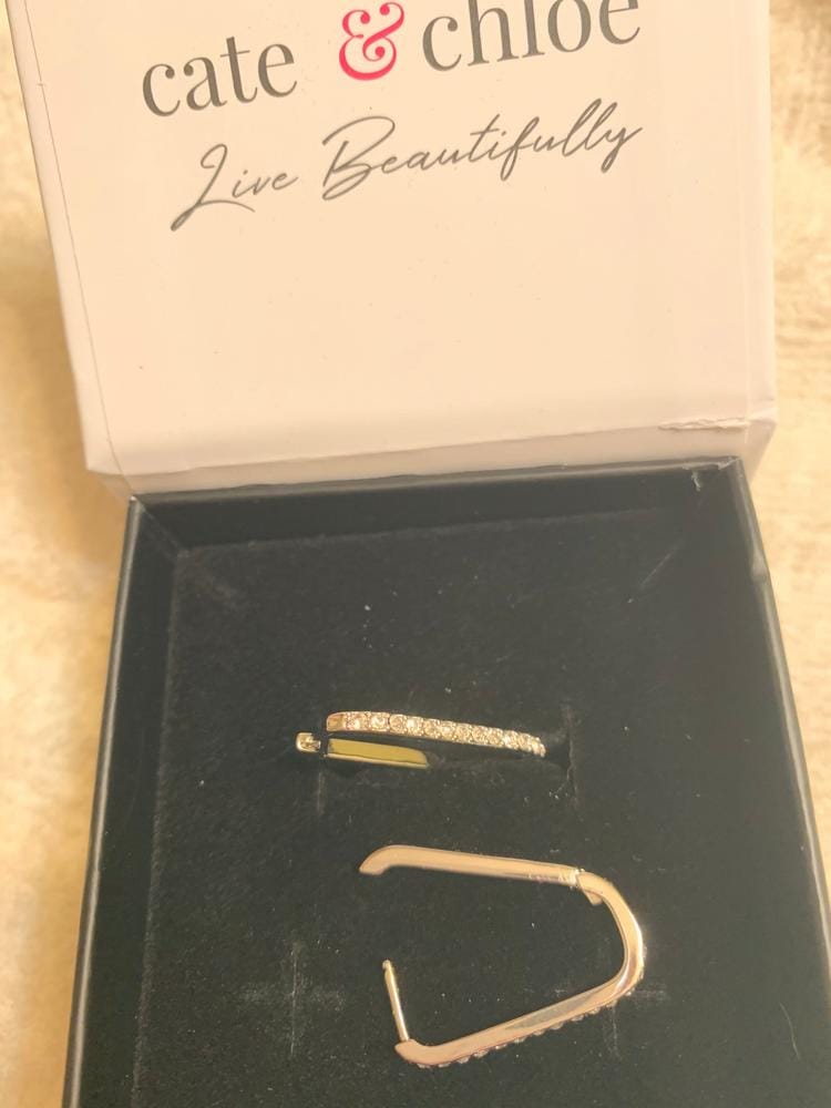 Customer photo review of Nadia 18k White Gold Plated 24mm Hoop Earrings with Swarovski Crystals