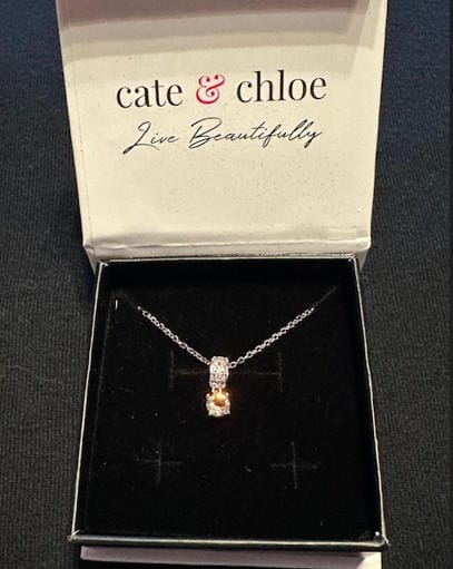 Customer photo review of Monroe 18k White Gold Pendant Necklace with Round Cut Swarovski Crystals