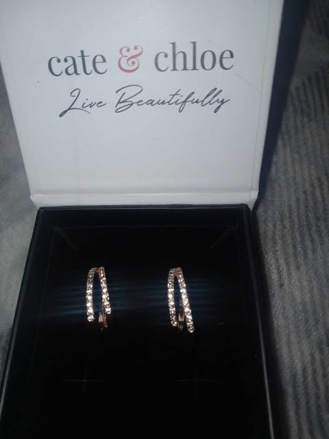 Customer photo review of Corina 18k White Gold Plated 20mm Hoop Earrings with Swarovski Crystals