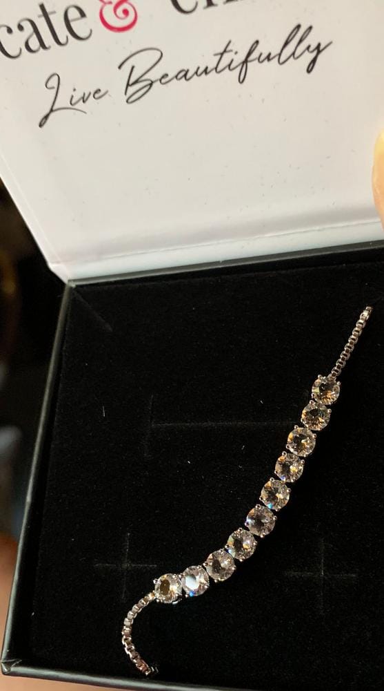 Customer photo review of Cameron 18k White Gold Plated Bracelet with Swarovski Crystals