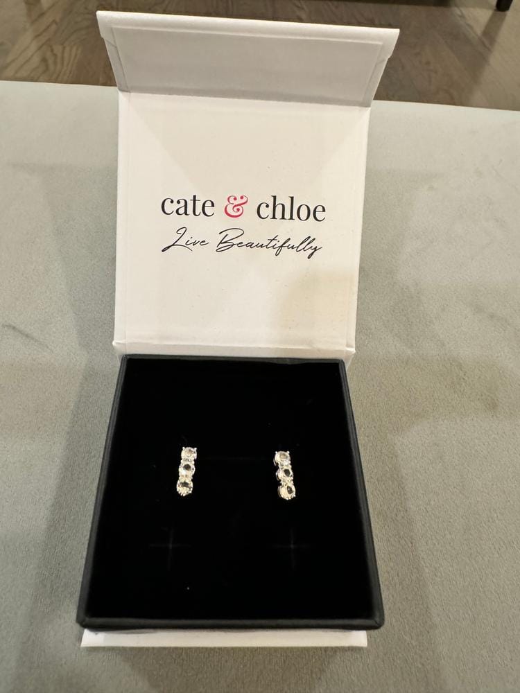 Customer photo review of Eliana 18k White Gold Plated Stud Earrings with Swarovski Crystals