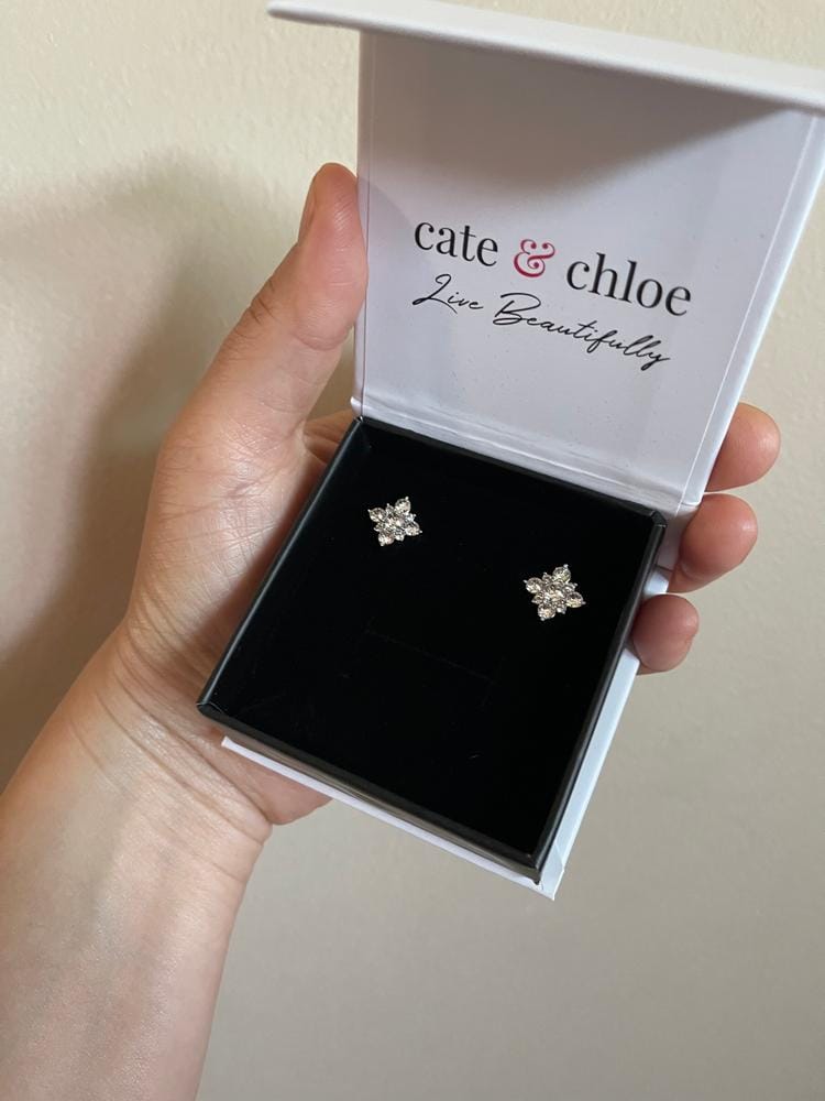 Customer photo review of Macie 18k White Gold Plated Cluster Stud Earrings with Swarovski Crystals - Final Sale