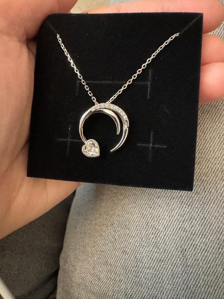 Customer photo review of Aelin 18k White Gold Plated Crescent Heart Pendant Necklace with Swarovski Crystals