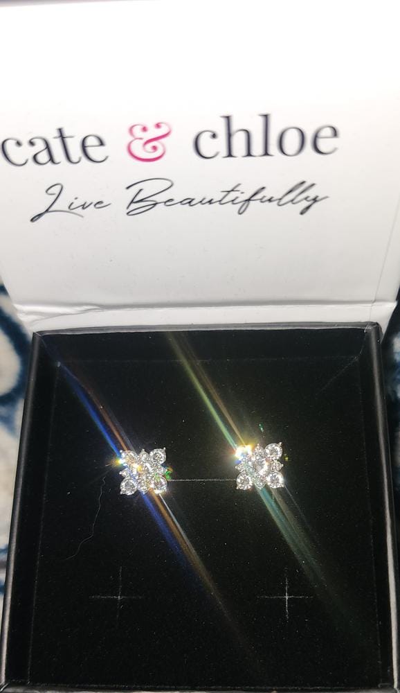 Customer photo review of Macie 18k White Gold Plated Cluster Stud Earrings with Swarovski Crystals - Final Sale