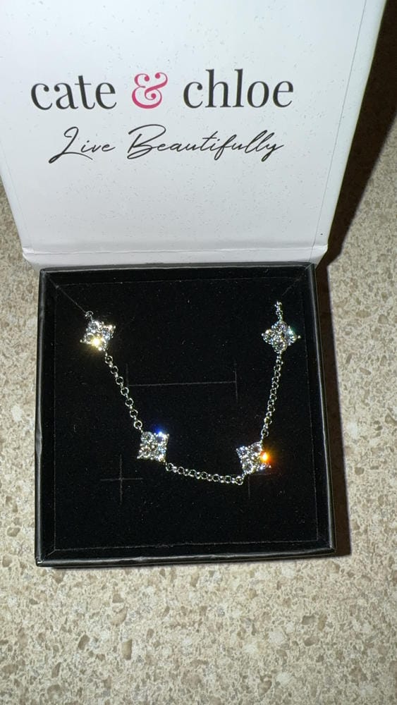 Customer photo review of Adeline 18k White Gold Plated Station Bracelet with Swarovski Crystals