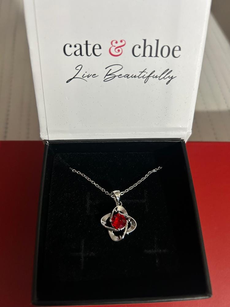 Customer photo review of Infinity 18k White Gold Plated Birthstone Flower Necklace with Swarovski Crystal