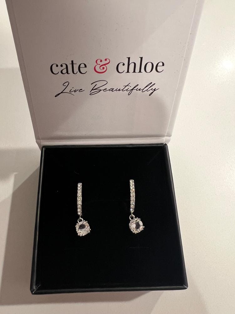 Customer photo review of McKenzie 18k White Gold Plated Drop Dangle Earrings with Swarovski Crystals