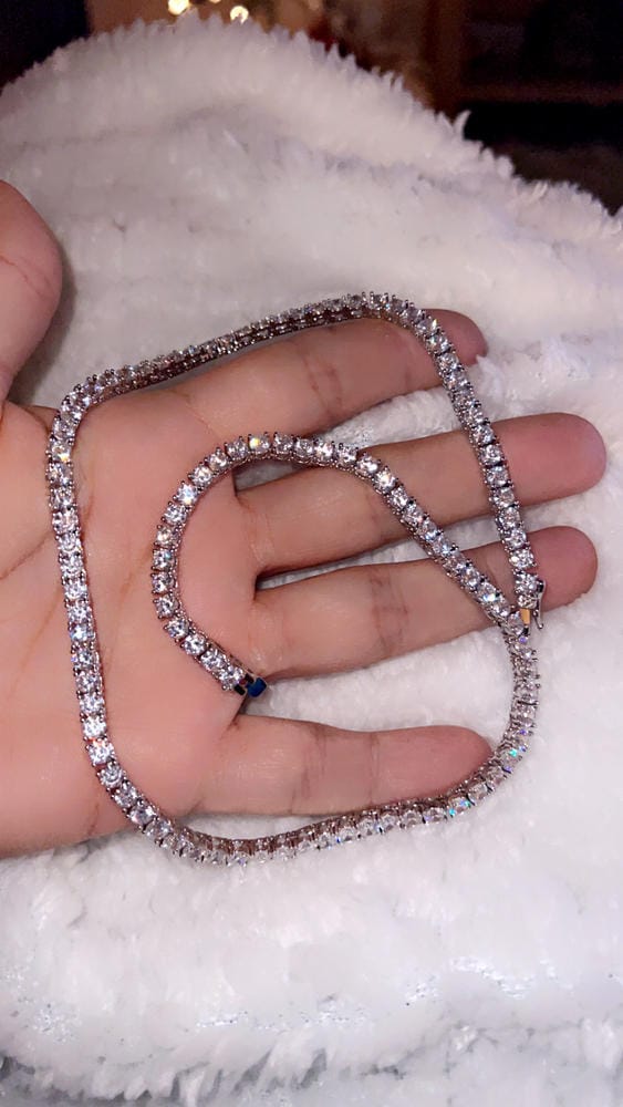 Customer photo review of Olivia 18k White Gold Plated Tennis Necklace with Simulated Diamond Crystals