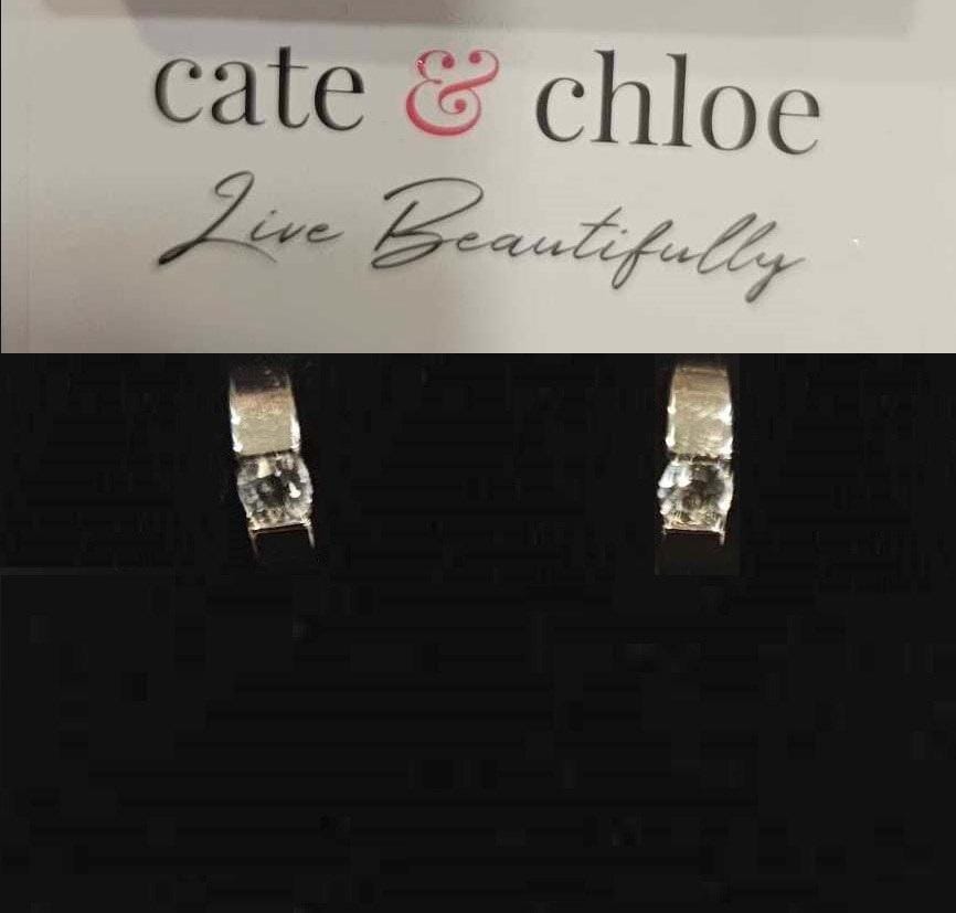 Customer photo review of Charlie 18k White Gold Plated 14mm Hoop Earrings with Round Swarovski Crystals