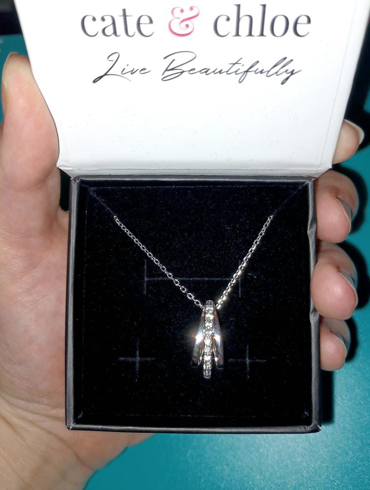 Customer photo review of Bella 18k White Gold Plated Necklace with Swarovski Crystals