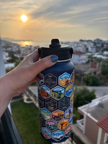 Customer photo review of Lets Wander™ World Explorer Water Bottle + Sticker Set