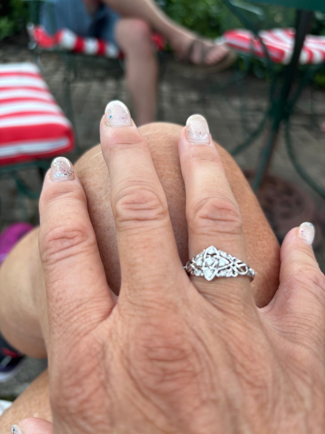 Customer photo review of Celtic Knot Moissanite Cluster Engagement Ring