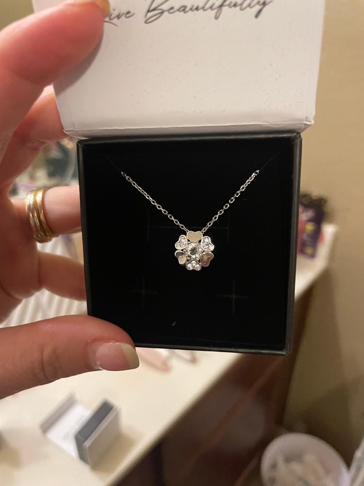 Customer photo review of Khloe 18k White Gold Plated Flower Heart Necklace with Crystals