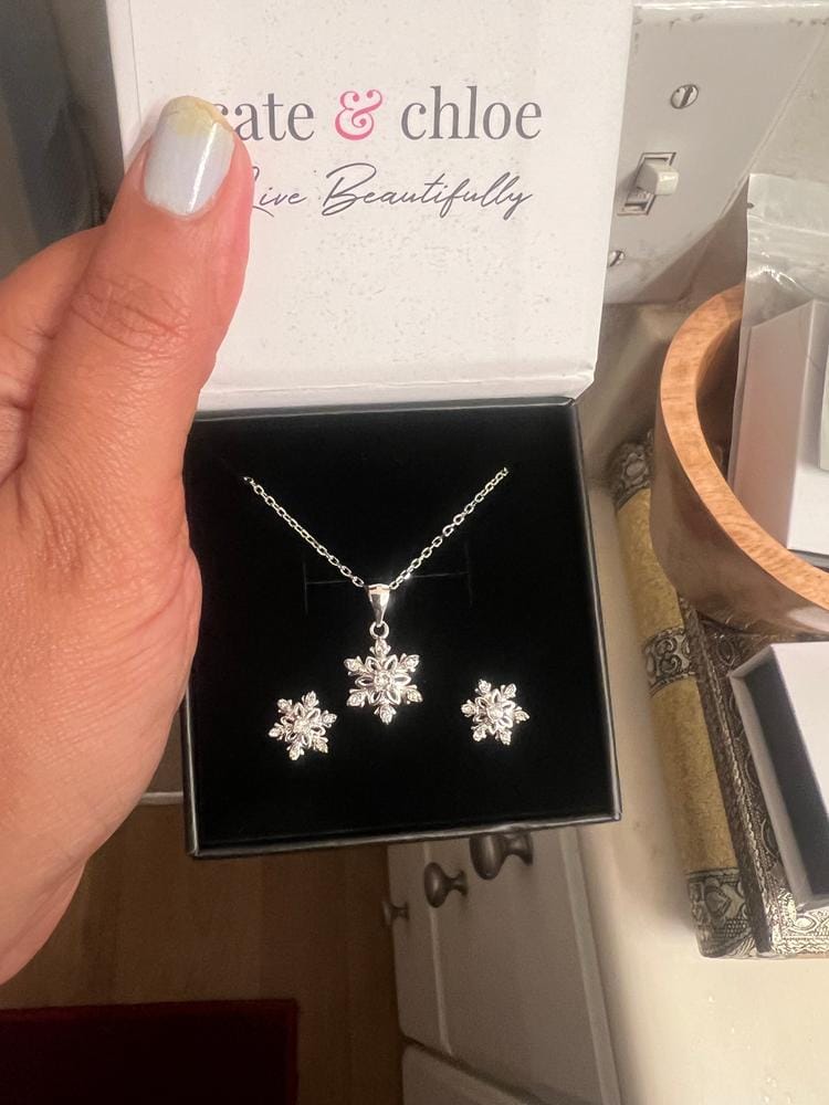 Customer photo review of Sunny 18k White Gold Plated Necklace and Stud Earrings Jewelry Set with Swarovski Crystals