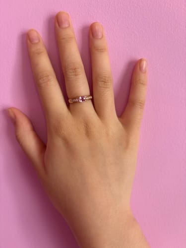 Customer photo review of Vintage 18k Rose Gold Pink Sapphire Diamond Line Ring 6.75