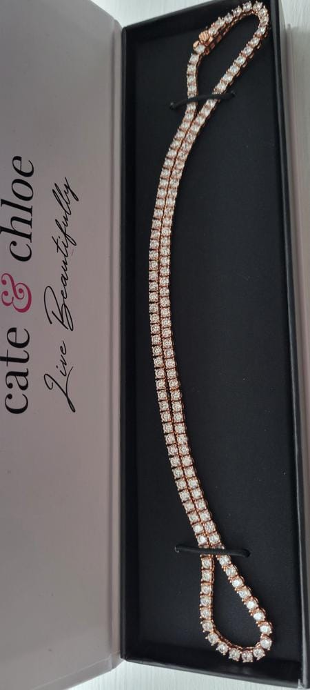 Customer photo review of Kaylee 18k White Gold Plated Necklace with Simulated Diamond Crystals