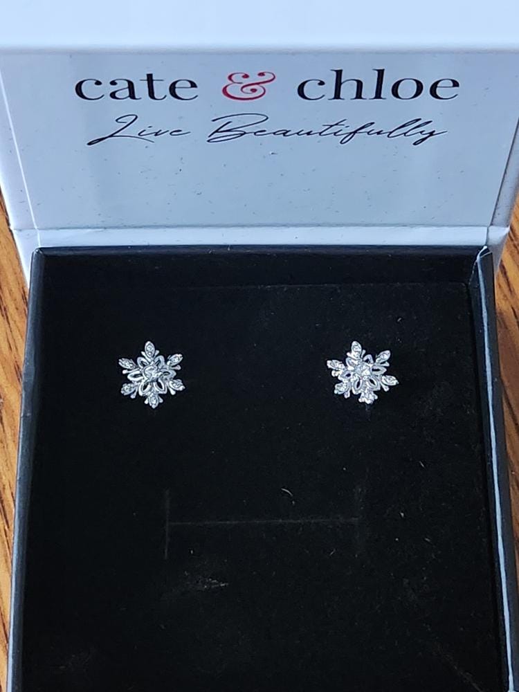 Customer photo review of Sunny 18k White Gold Plated Crystal Stud Earrings with Swarovski Crystals