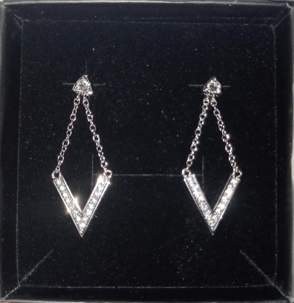 Customer photo review of Francesca 18k White Gold Plated Dangle Earrings with Swarovski Crystals - Fab Fav