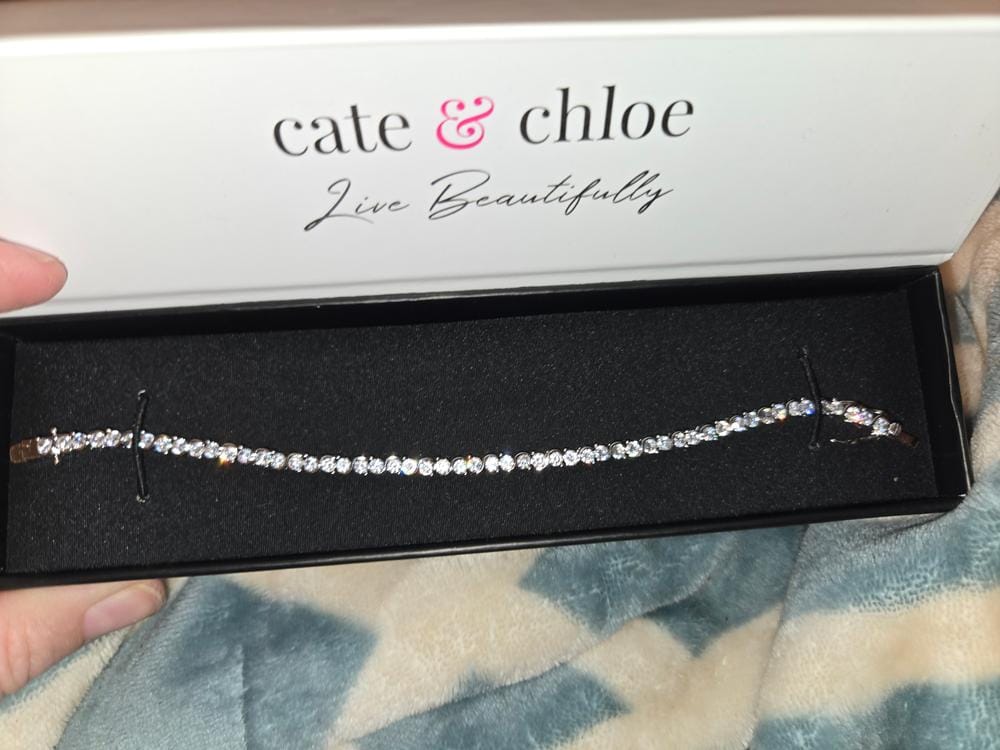 Customer photo review of Ezra 18k White Gold Plated Infinity Tennis Bracelet with Simulated Diamond Crystals