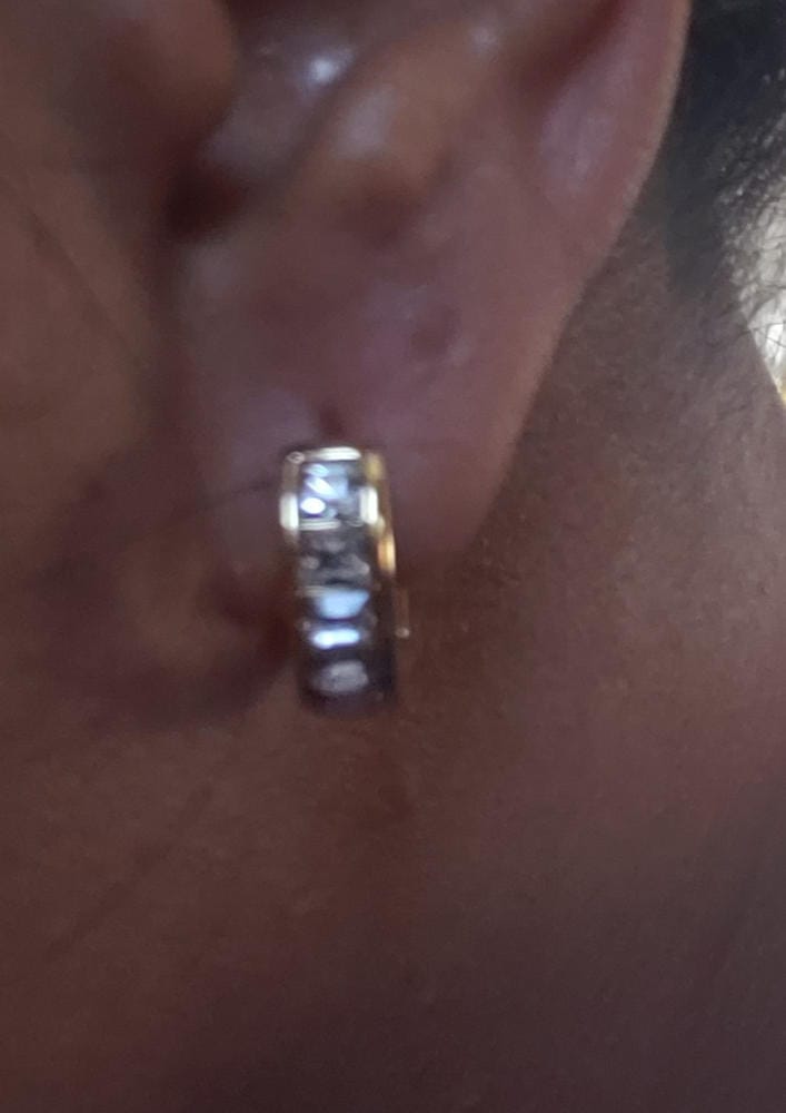 Customer photo review of Giselle 18k White Gold Plated 15mm Hoop Crystal Earrings with Swarovski Crystals