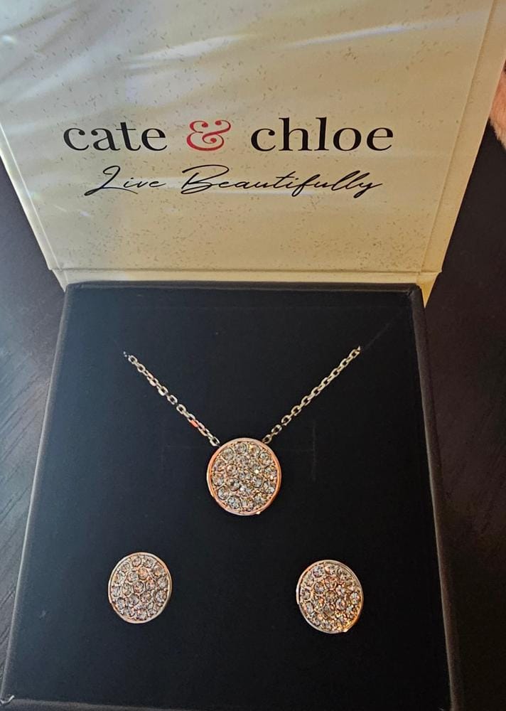 Customer photo review of Nelly 18k White Gold Plated Pave Stud Earrings with Swarovski Crystals