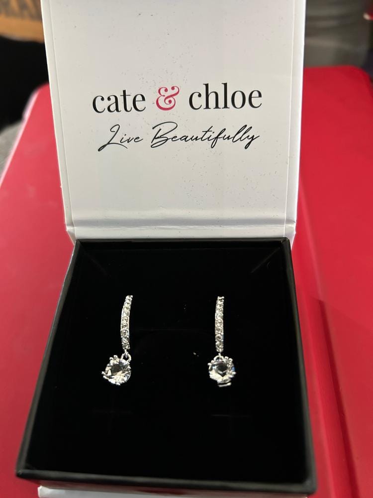 Customer photo review of McKenzie 18k White Gold Plated Drop Dangle Earrings with Swarovski Crystals