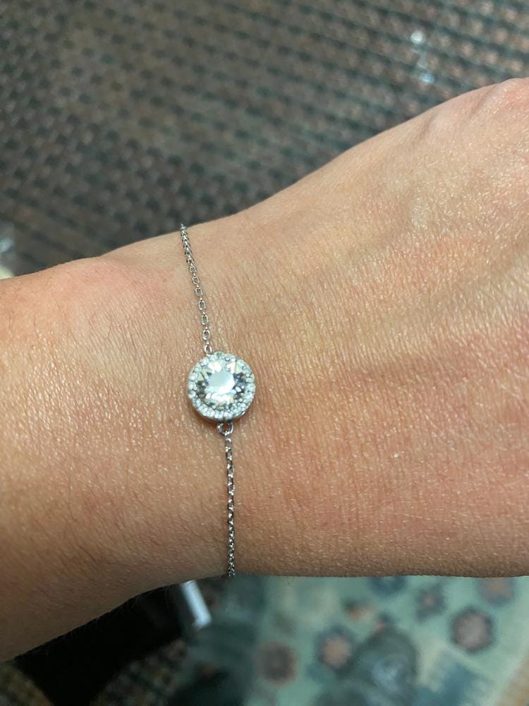 Customer photo review of Blake 18k White Gold Plated Halo Bracelet with Swarovski Crystals