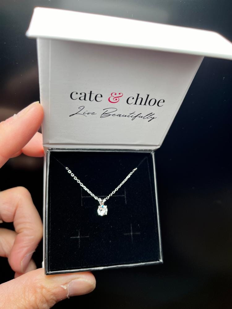 Customer photo review of Faye 18k White Gold Plated Solitaire Necklace with Swarovski Crystal