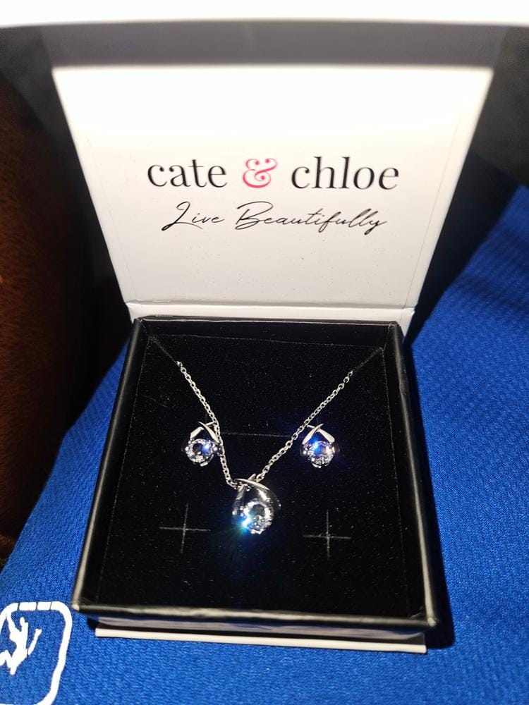 Customer photo review of Eloise 18k White Gold Plated Pendant Necklace with Round Cut Swarovski Crystal