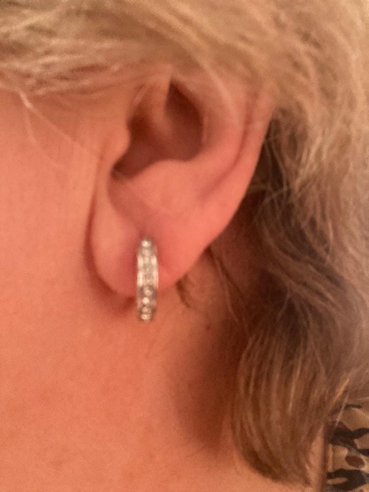 Customer photo review of Viviana 18k White Gold Plated 17mm Hoop Earrings with Swarovski Crystals