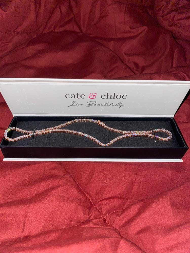 Customer photo review of Kaylee 18k White Gold Plated Necklace with Simulated Diamond Crystals