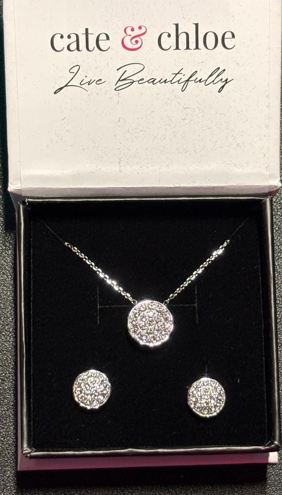 Customer photo review of Nelly 18k White Gold Plated Pave Stud Earrings with Swarovski Crystals