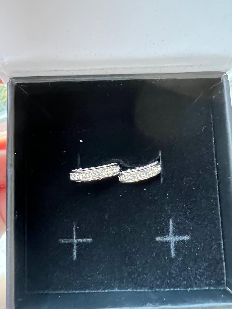 Customer photo review of Viviana 18k White Gold Plated 17mm Hoop Earrings with Swarovski Crystals