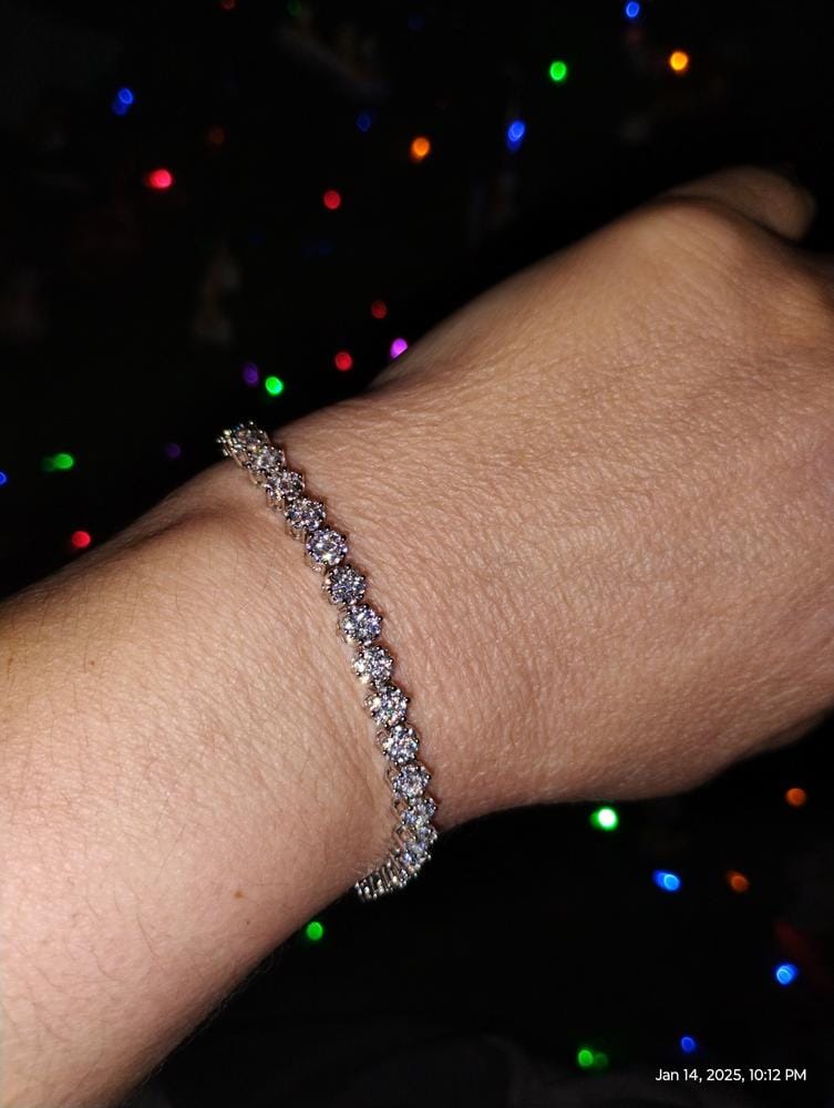 Customer photo review of Ally 18k White Gold Plated Tennis Bracelet with Simulated Diamond Crystals