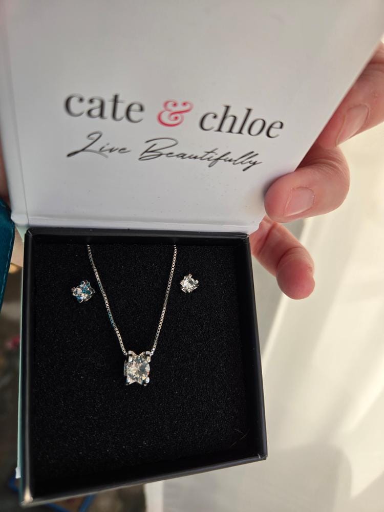Customer photo review of Clara 18k White Gold Plated Pendant Necklace with Solitaire Round Cut Swarovski Crystal