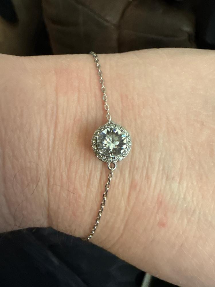 Customer photo review of Blake 18k White Gold Plated Halo Bracelet with Swarovski Crystals