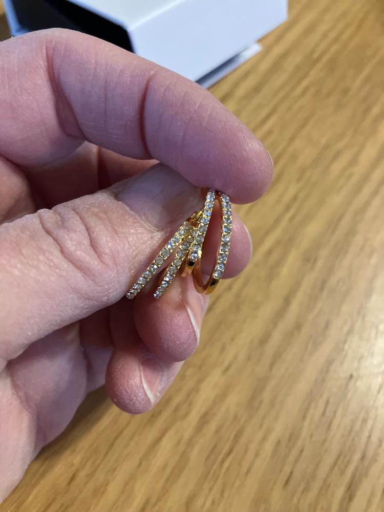 Customer photo review of Corina 18k White Gold Plated 20mm Hoop Earrings with Swarovski Crystals