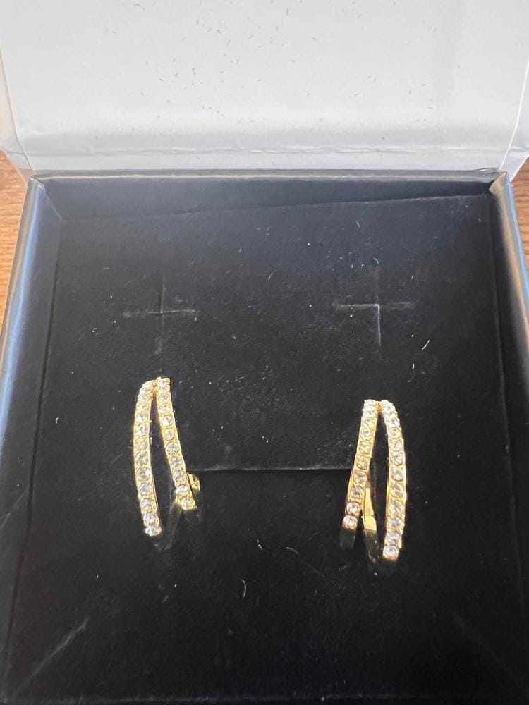 Customer photo review of Corina 18k White Gold Plated 20mm Hoop Earrings with Swarovski Crystals