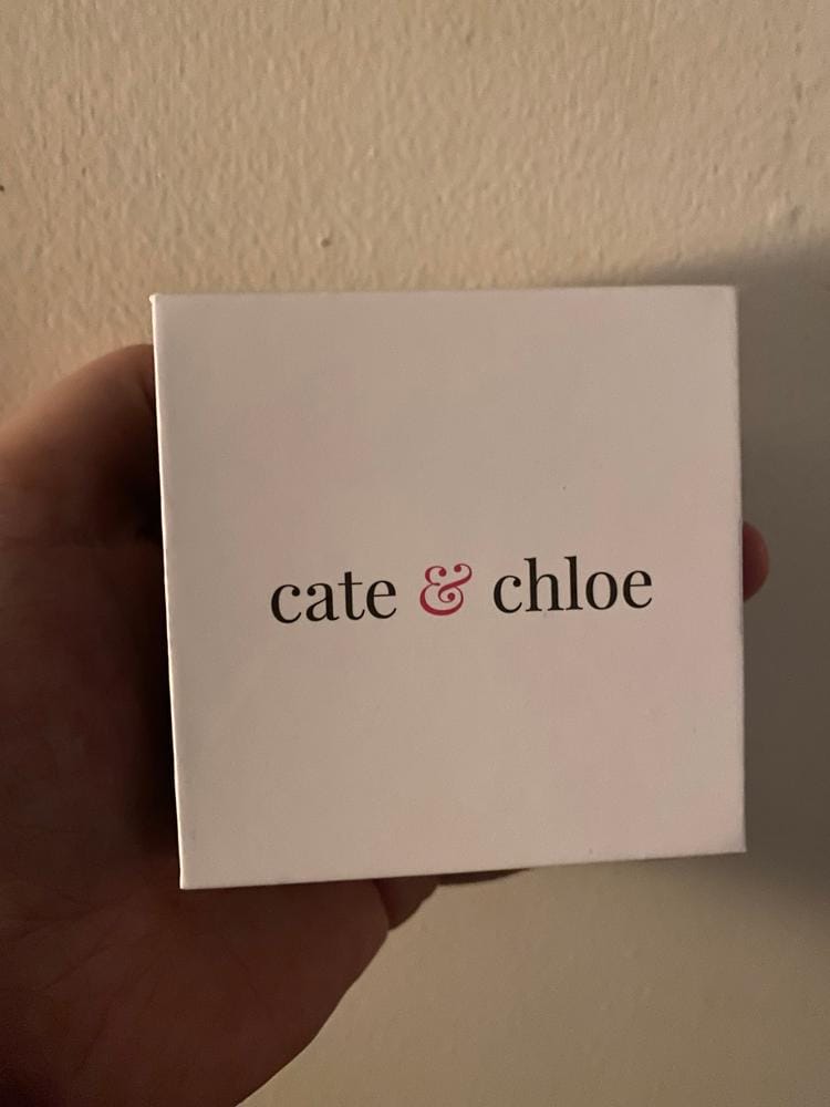 Customer photo review of Reign 18k White Gold Plated Halo Drop Stud Earrings with Swarovski Crystals