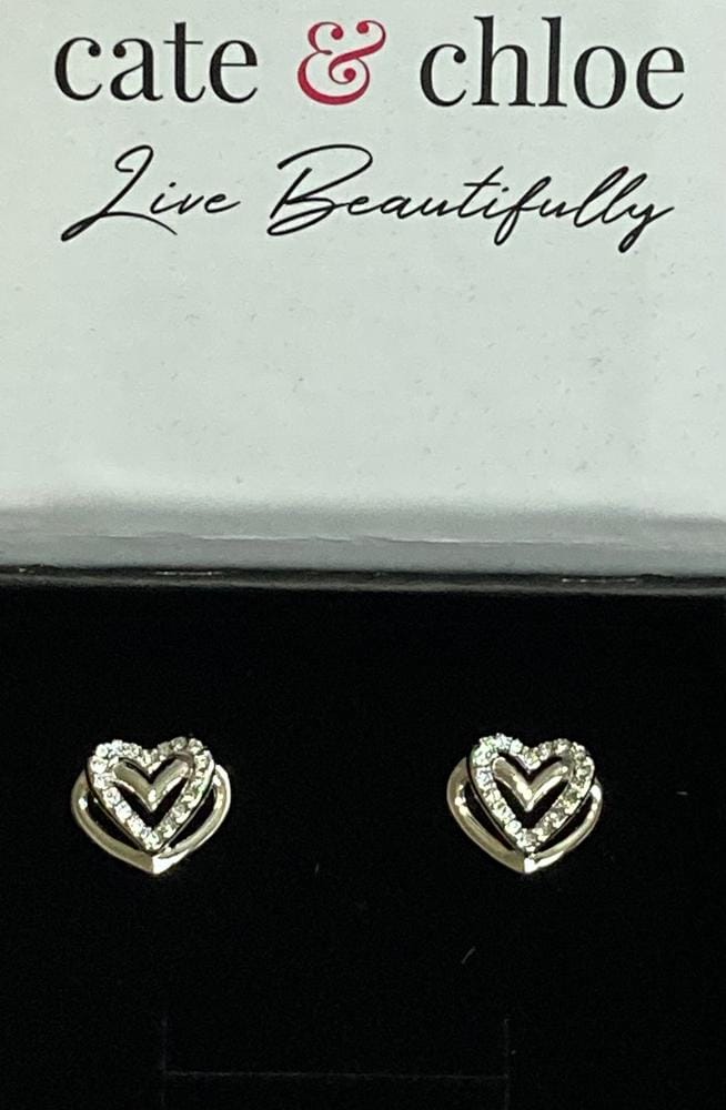Customer photo review of Coraline 18k White Gold Plated Silver Heart Stud Earrings with Simulated Diamond Crystals