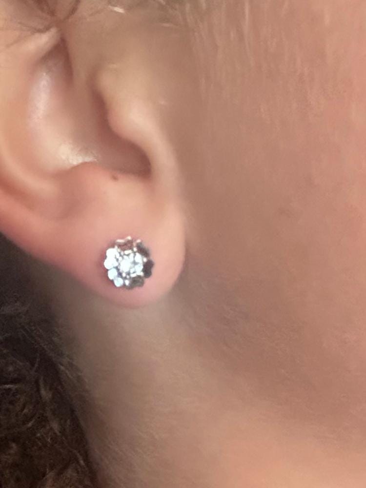 Customer photo review of Khloe 18k White Gold Plated Flower Heart Earrings with Crystals