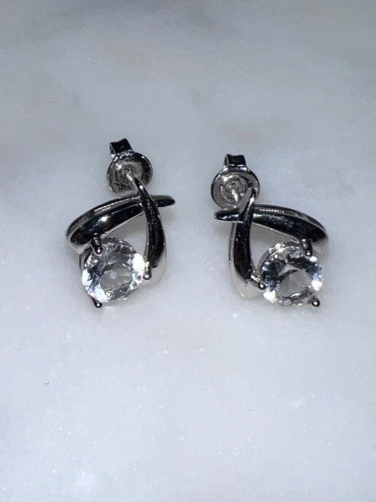 Customer photo review of Eloise 18k White Gold Plated Stud Earrings with Solitaire Round Cut Swarovski Crystal