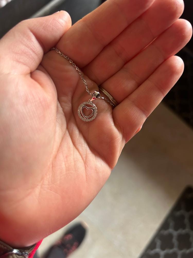 Customer photo review of Khaleesi 18k White Gold Plated Silver Heart Necklace with Swarovski Crystals