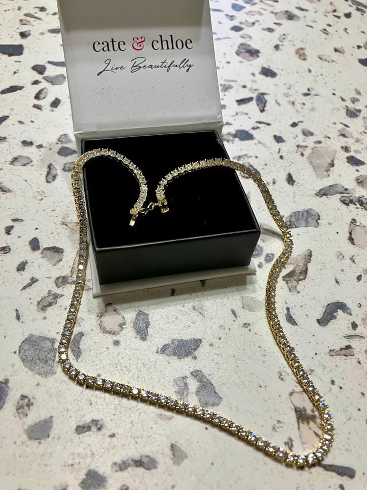 Customer photo review of Kaylee 18k White Gold Plated Necklace with Simulated Diamond Crystals
