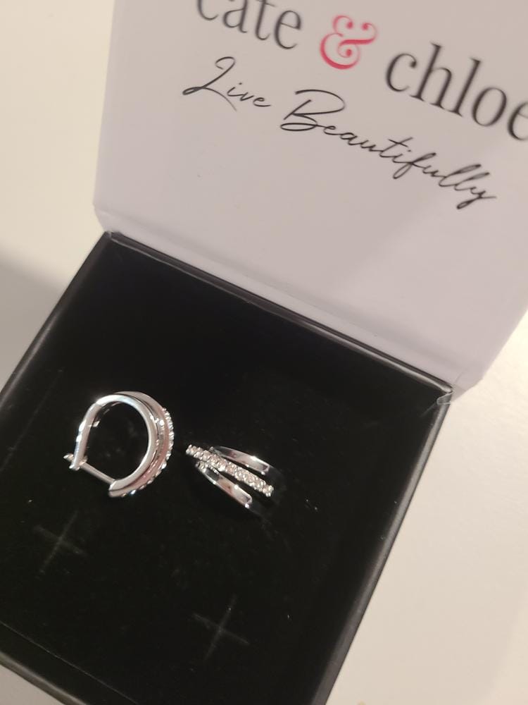 Customer photo review of Bella 18k White Gold Plated 17mm Hoop Earrings with Swarovski Crystals
