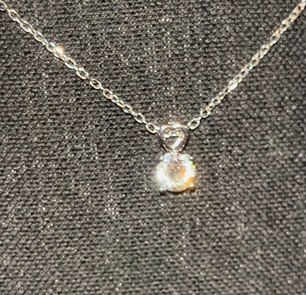 Customer photo review of Araylia 18k White Gold Plated Necklace with Solitaire Round Cut Swarovski Crystal