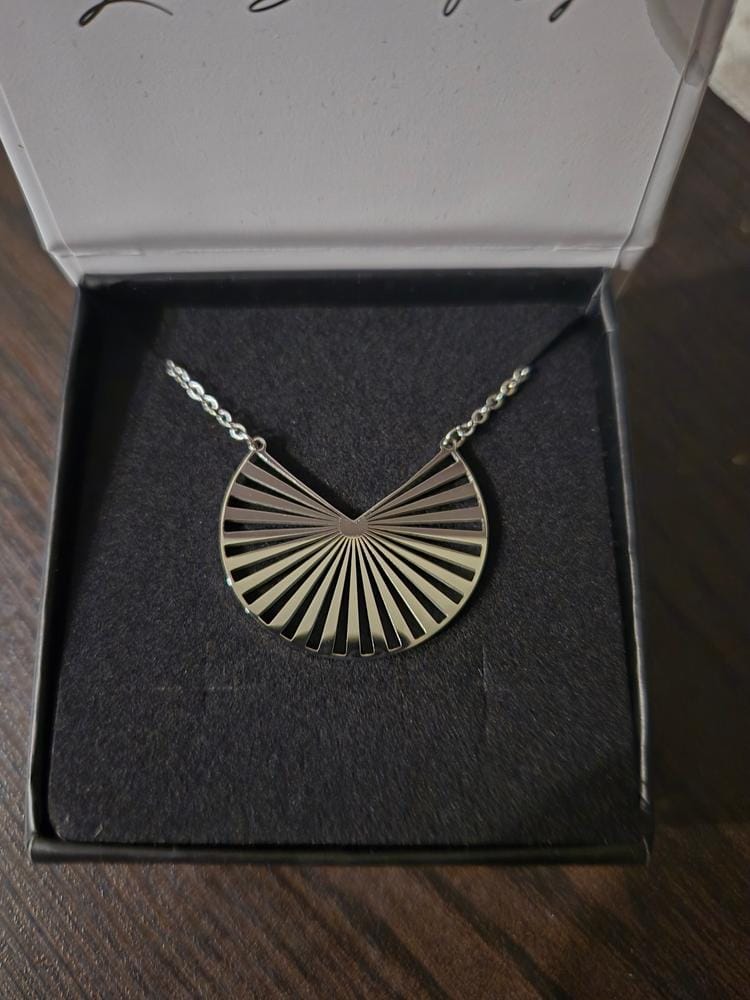 Customer photo review of Taylor 18k White Gold Plated Stainless Steel Necklace — Final Sale